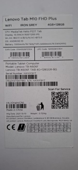 Tableta Lenovo M10 FHD Plus
