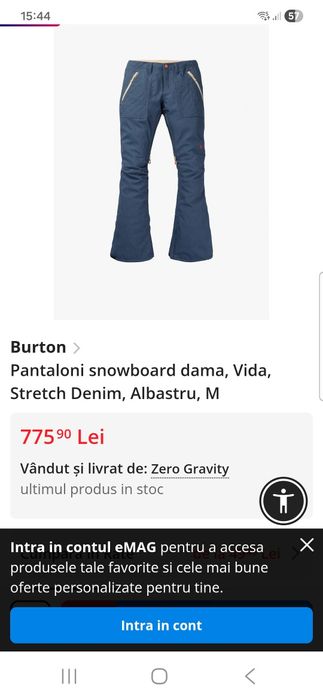 Pantaloni schi drumetie dama Burton XS
Pantaloni snowboard dama, Vida,