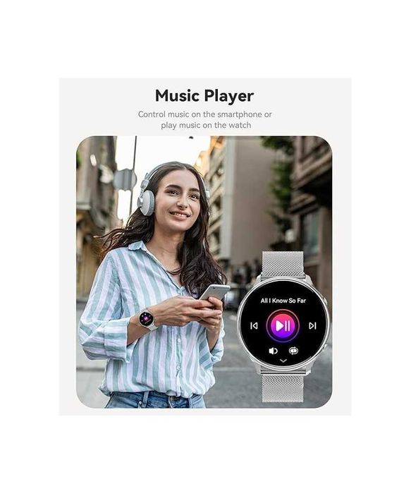 Smartwatch cu functie telefon, 1,39 inch, IP67, argintiu,Fitonme