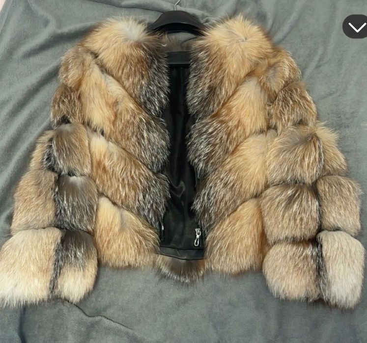 Blană naturală vulpe argintie și maro