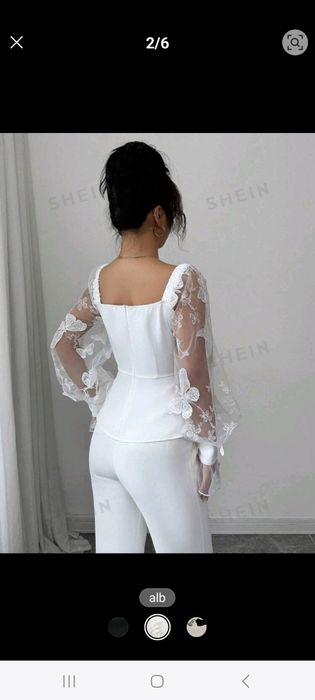 Bluza alba cu dantela 3D