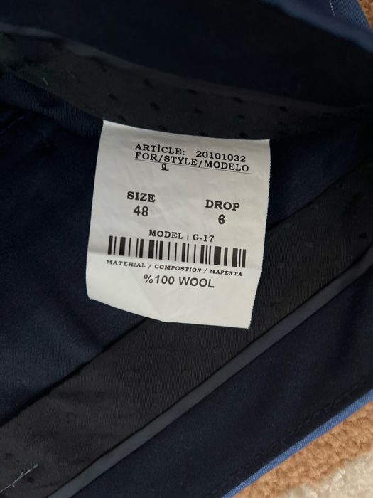 Costum barbati Vitale Barberis Canonico albastru dungi albe 48