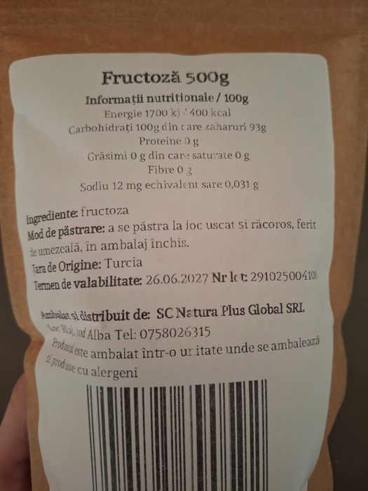 GRATUIT - Fructoza 500g, Natura Plus