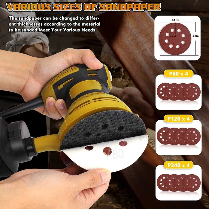 Електрическа орбитална шлайфмашина 200W 12000RPM 6 променливи скорости