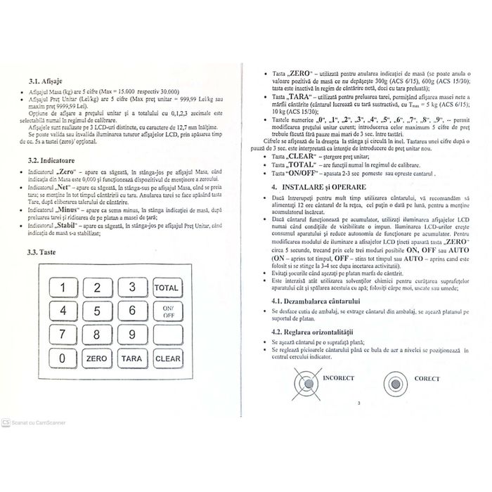 Cantar electronic comercial fara brat ACS 15/30 kg - avizat metrologic