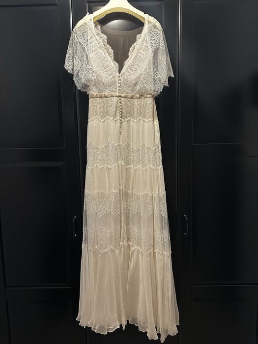 Rochie de mireasa in stil boho din matase si voal (Divine Atelier)