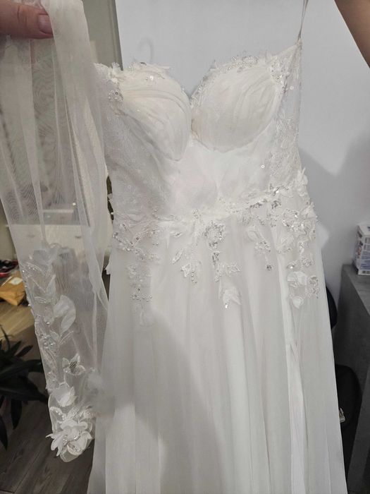 Rochie Mireasa marime potrivita pt 38+voal+husa