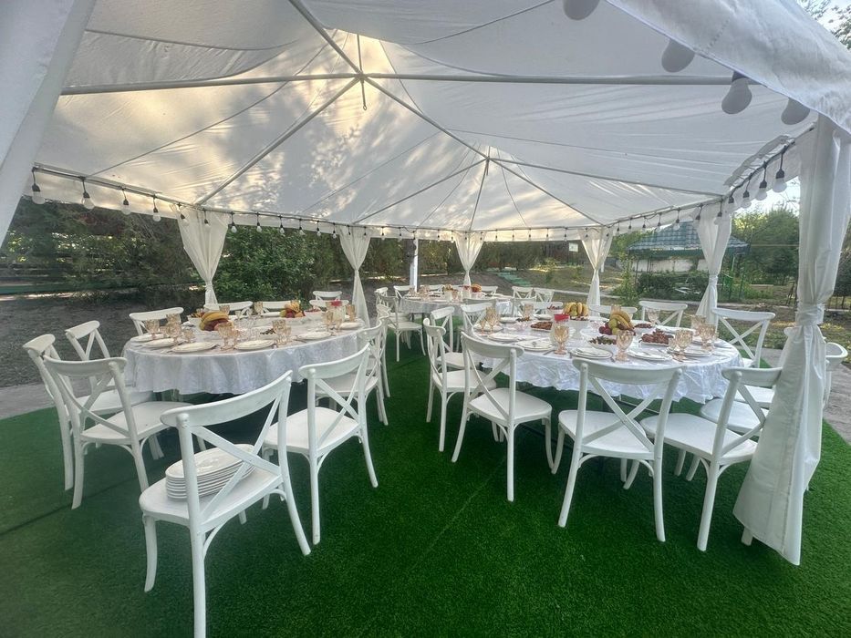 Прокат шатров, посуды, столов,стульев