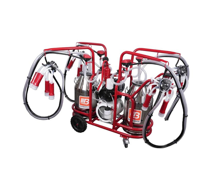 Aparat de muls vaci, 4 posturi, 2 bidoane 30L inox, pahare inox