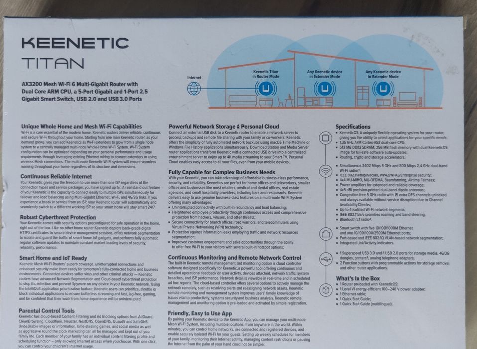 ROUTER Sigilat,KEENETIC TITAN AX3200 Mesh Wi-Fi 6 Multi-Gigabit