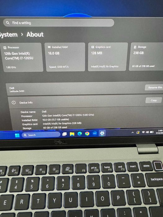 Laptop Dell Latitude 5430, i7-1265U Gen 12, 16GB RAM, SSD 256GB, Win11