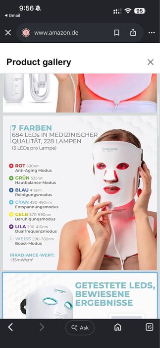 Led маска за лице Nourished със 7 вида светлина