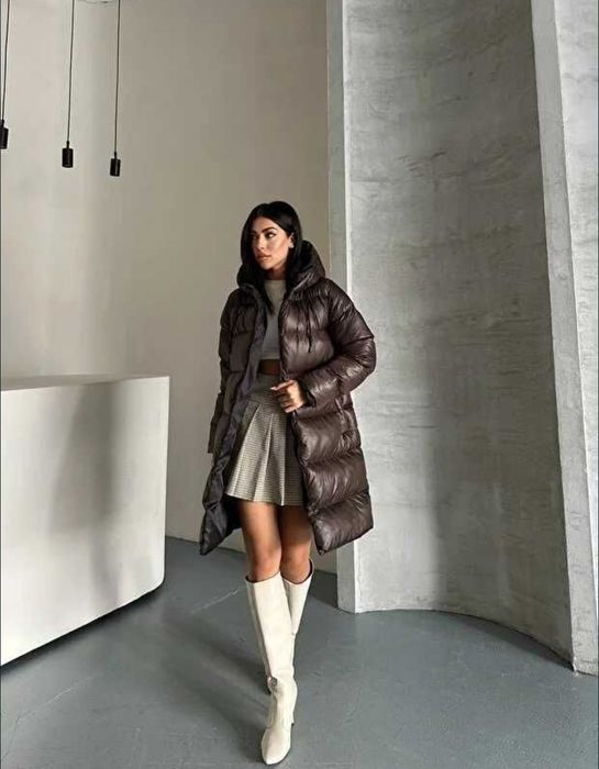 Дебело дълго яке с качулка