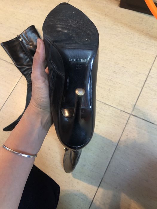 Сапоги кожаные на шпильке