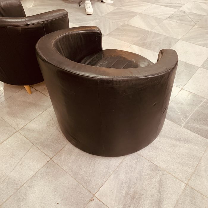 Винтидж холандски кресла от естествена кожа (1970–1980 г.)