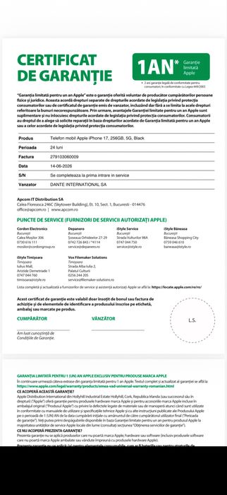 Iphone 17 256GB Sigilat - FACTURA + GARANTIE 2 ANI