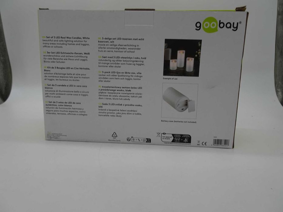 Set de 3 lumânări LED din ceară reală de la Goobay