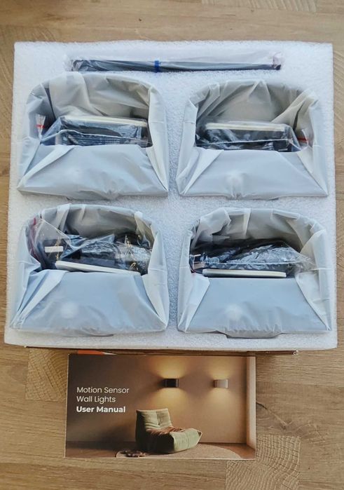 4 LED стенни лампи, безжични, презареждащи, сензор и дистанционно.