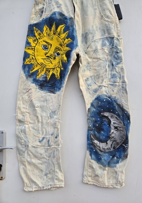 Djofra нови дамски дънки бойфренд ръчно рисувани 30 номер /Л раз