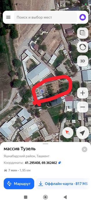 Продается участок Яшнобадский раон. Тузель