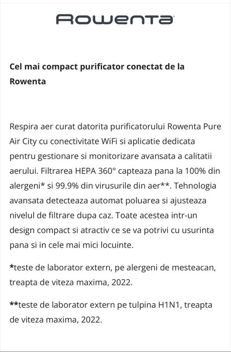 Purificator Rowenta Pure Air City NOU SIGILAT