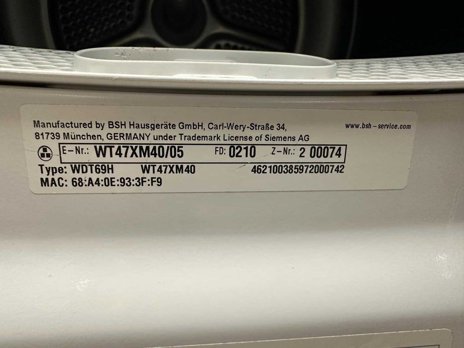 Сушилня SIEMENS WT47XM40 IQ700 A+++