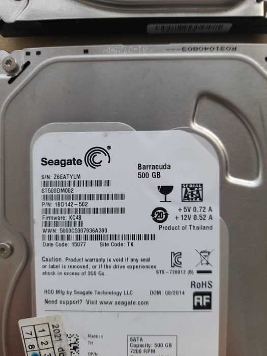 HDD Seagate Barracuda 500GB, 7200rpm, 16MB cache, SATA III, - 3,5 inch  PC DVR   40 lei