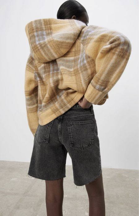 Zara Кариран въленен суичър жълто/синьо/сиво