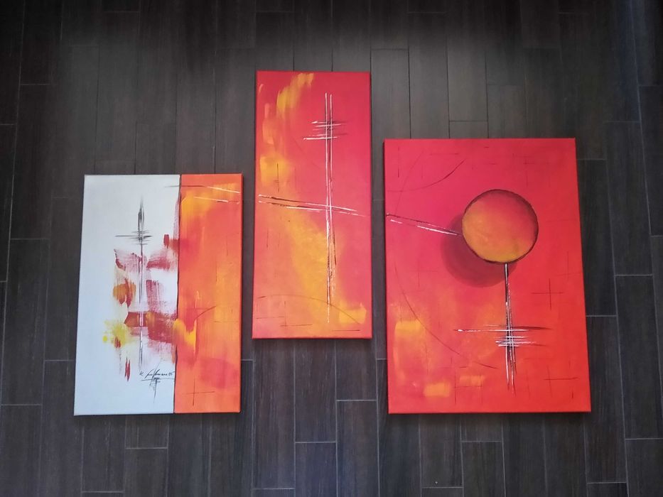 Модернистична картина/триптих/акрил в/у платно/немска художничка/2005