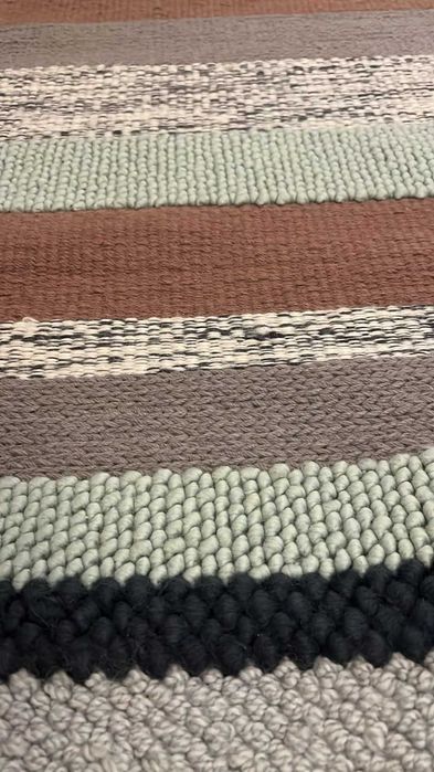 Covor, țesătură plată, lucrat manual multicolor/dungat