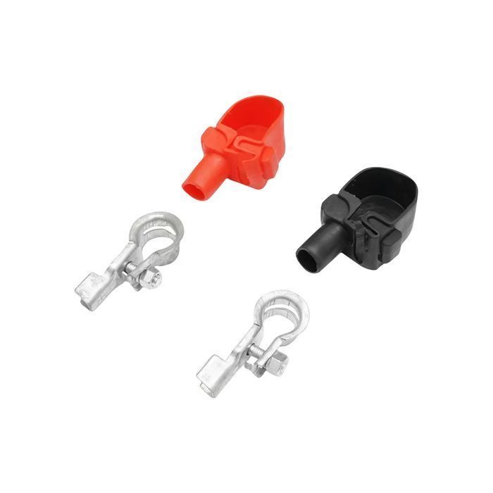 Set 2 borne baterie auto Breckner, cu protectie cauciuc rosu, negru