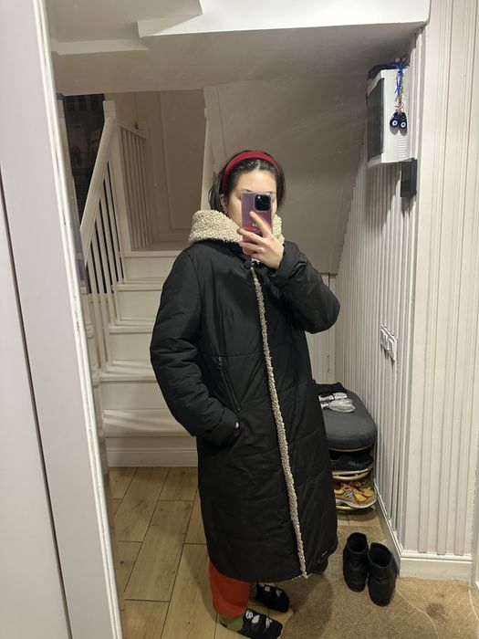 Черный длинный пуховик 50-52 размера