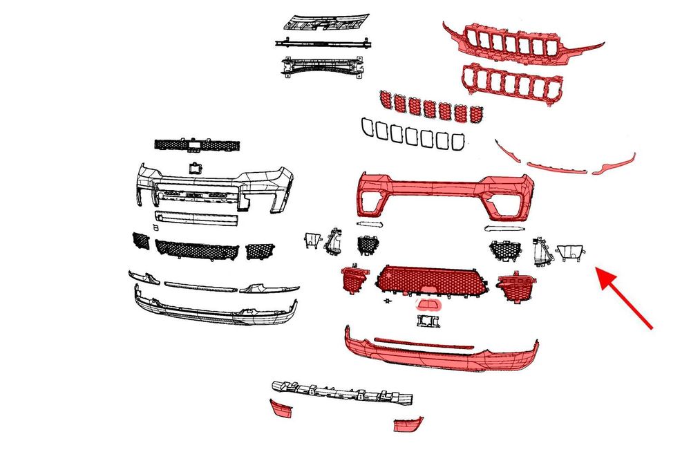 Комплект предна броня JEEP GRAND CHEROKEE V WL 2021+ SUMMIT