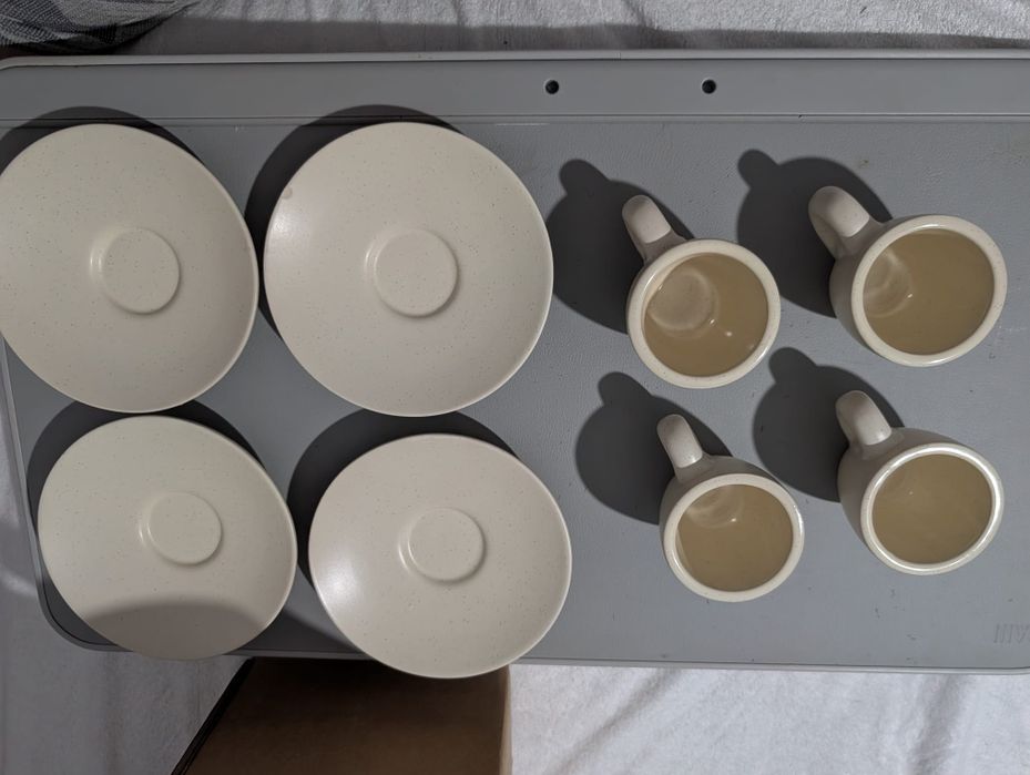 Kivy set de 4 cesti de cafea portelan, cu farfurii, hand made in Germania