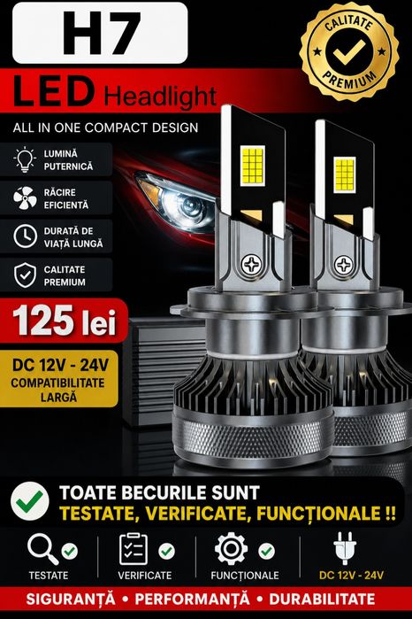 Becuri LED H7 Canbus 12V-24V 50000LM set 2buc
