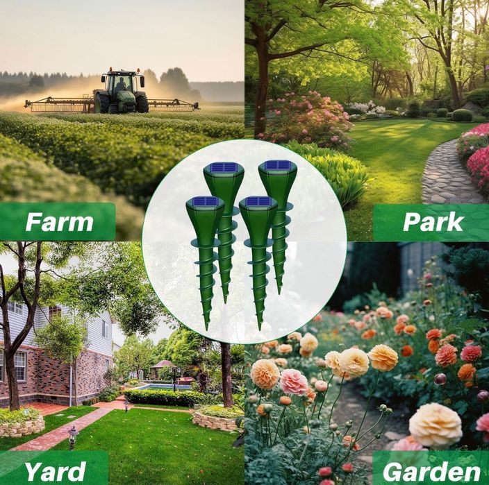 Соларен ултразвуков уред репелент против къртици, змии и гризачи