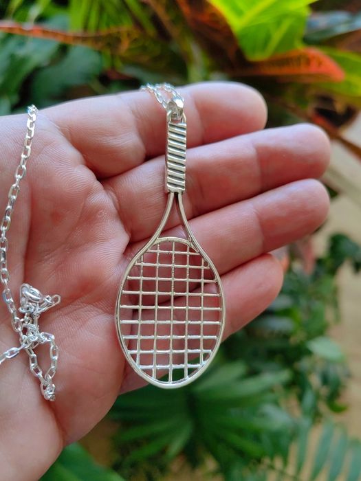 Сребърно тенис колие, подарък за тенесист, подарък за треньор по тенис