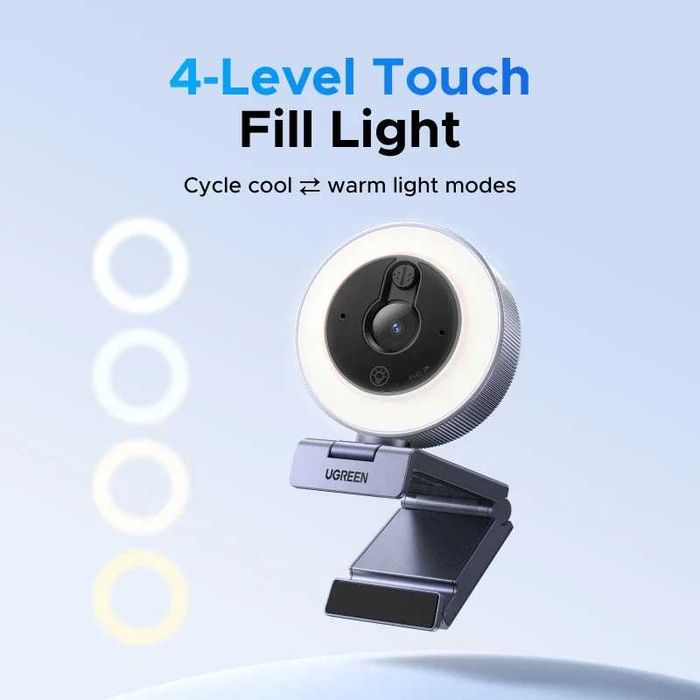 Ugreen USB HD Webcam 2K with Ring Light 30FPS Веб-камера с подсветкой