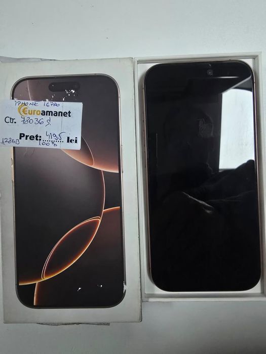 Telefon mobil Apple iPhone 16 Pro, 128GB, 5G, Desert Titanium -P-