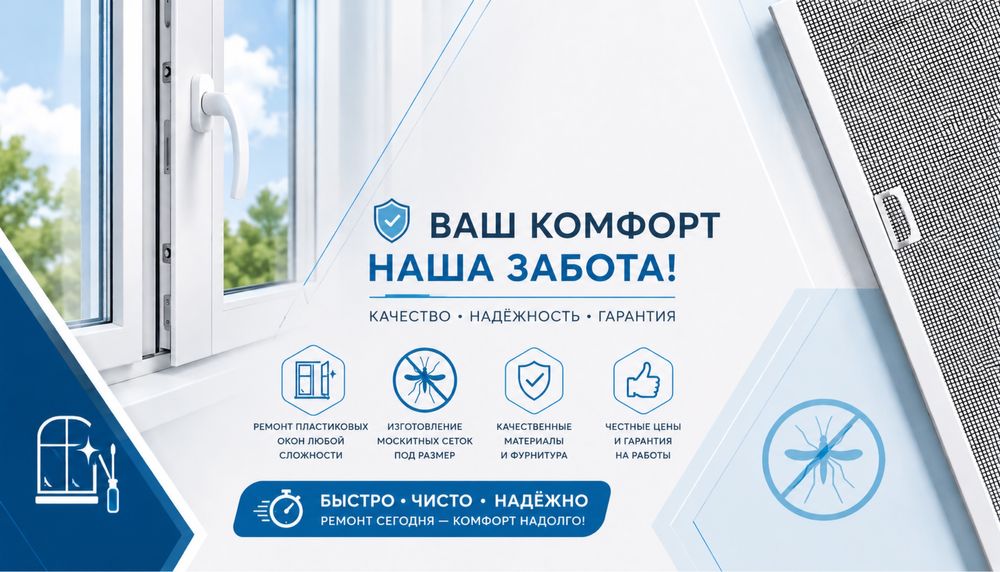 Маскитные сетки / пластиковые окна / ремонт окон