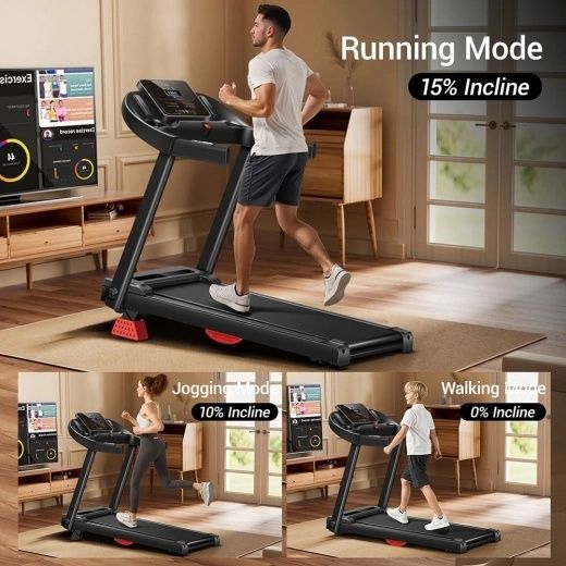 Сгъваема бягаща пътека  със сензор за пулс, безчетков мотор 3.0 НР.