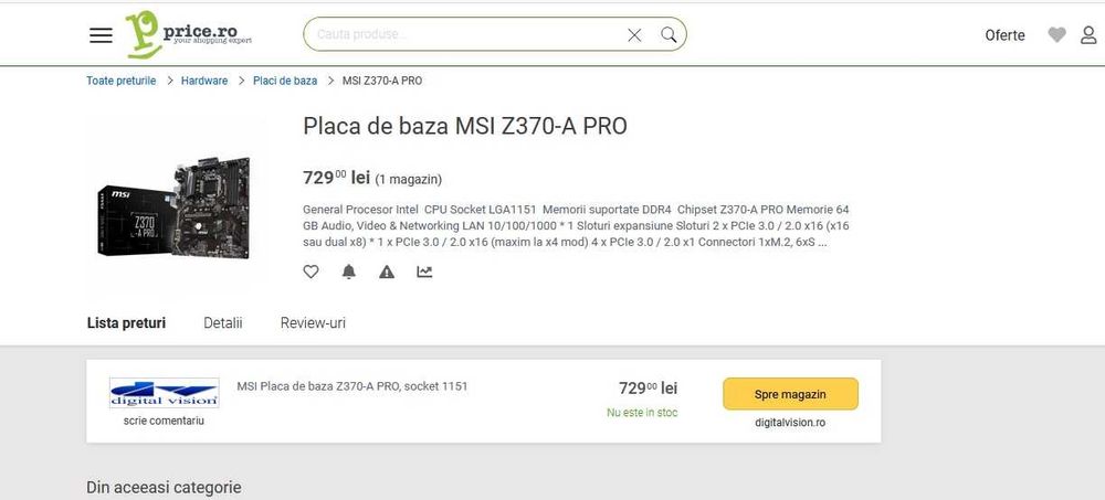 Placa de baza MSI Z370-A PRO/Procesor i7-9700K, 4.90GHz/32GB Rami DDR4