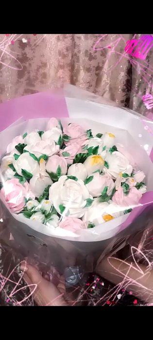 Зефирные цветы ручной работы
