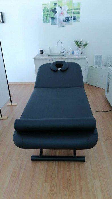 Електрическа козметична кушетка Wenga - бяла/черна 194 x 75 x 66/92 см