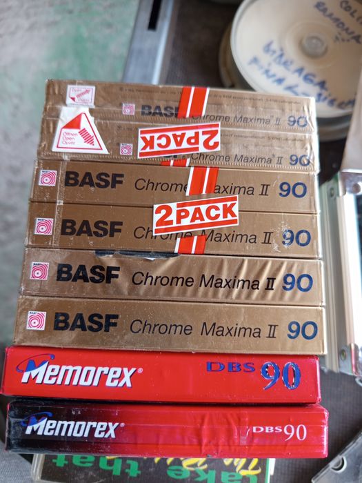 Lot 8 casete audio sigilate BASF Chrome Maxima II 90 + Memorex dBS 90