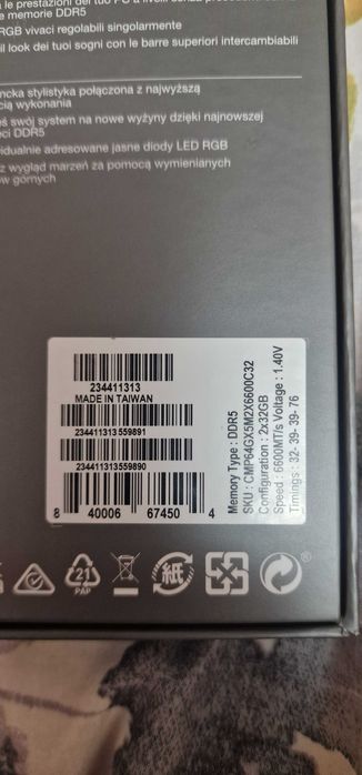 2×32gb ram corsair dominator titanium 6600m/t CL30