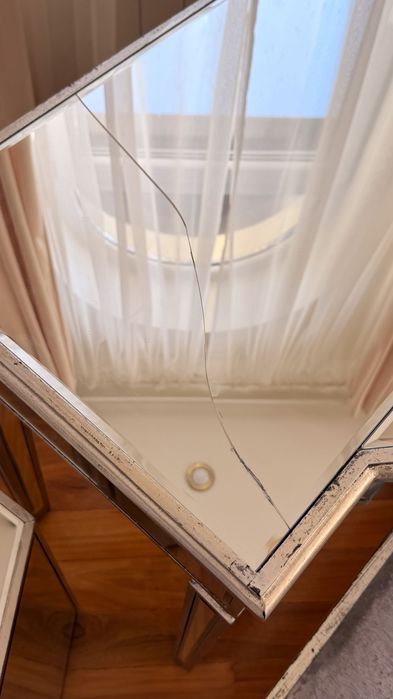 Set consola din oglinda cu băncuță si piedestal