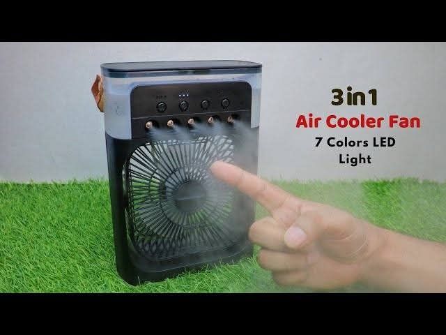 Вентилатор за Охлаждане с Водна Мъгла 
4Дюзи на Разпръскване и 7LED Св