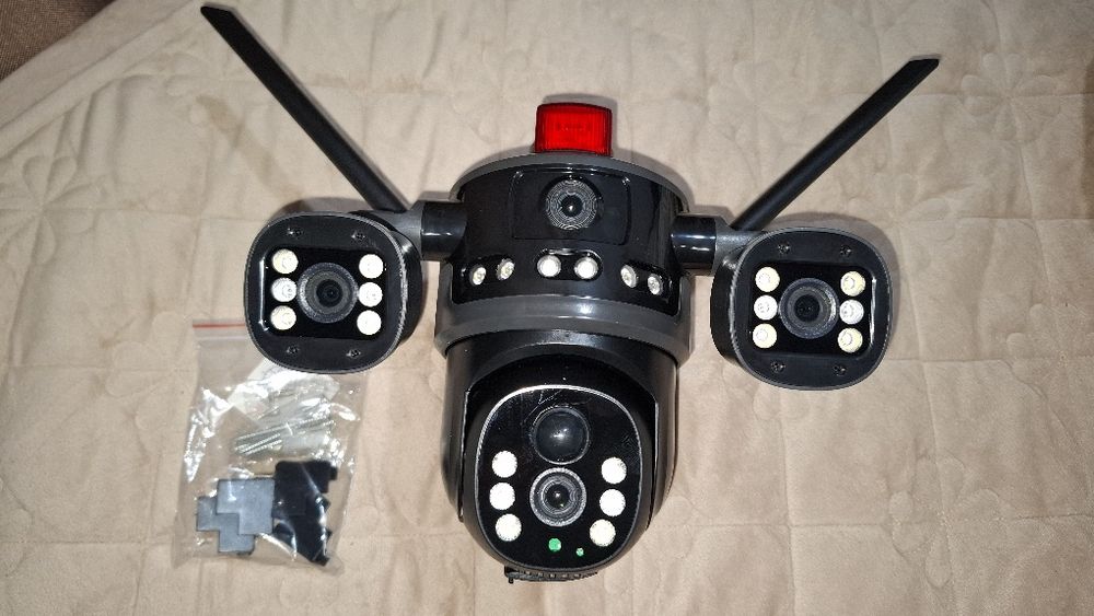 Camera supraveghere tripla, 4G, Panou Solar, 12MP, 6K, Ultra HD