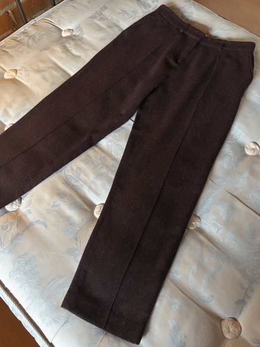 A.P.C., premium, 55% lână, pantaloni groși, texturați, vișiniu